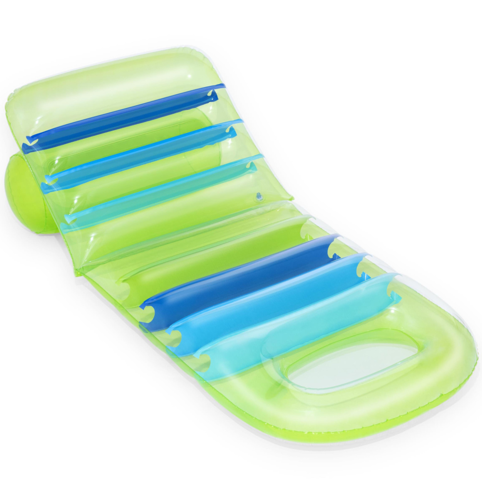 Bestway H2OGO! Adjustable Lounge Pool Float, Summer Lime & Blue 63" Relaxing Inflatable Chair, 220lb Cap